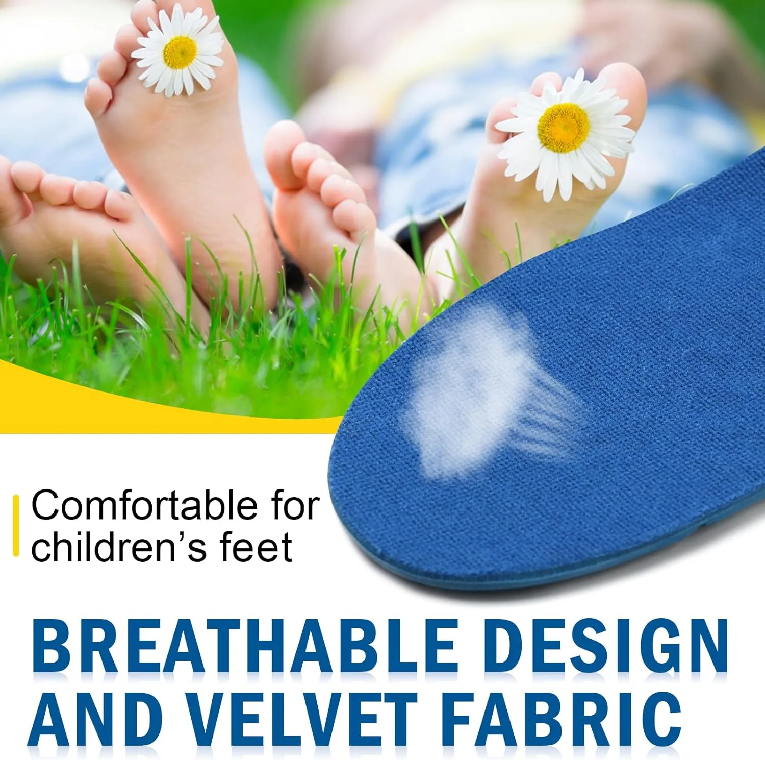 Ailaka Kids Orthotic Cushioning Arch Support Shoe Insoles, Children Pu Foam Inserts for Flat feet, Plantar Fasciitis, Feet Heel Pain Relief Blue