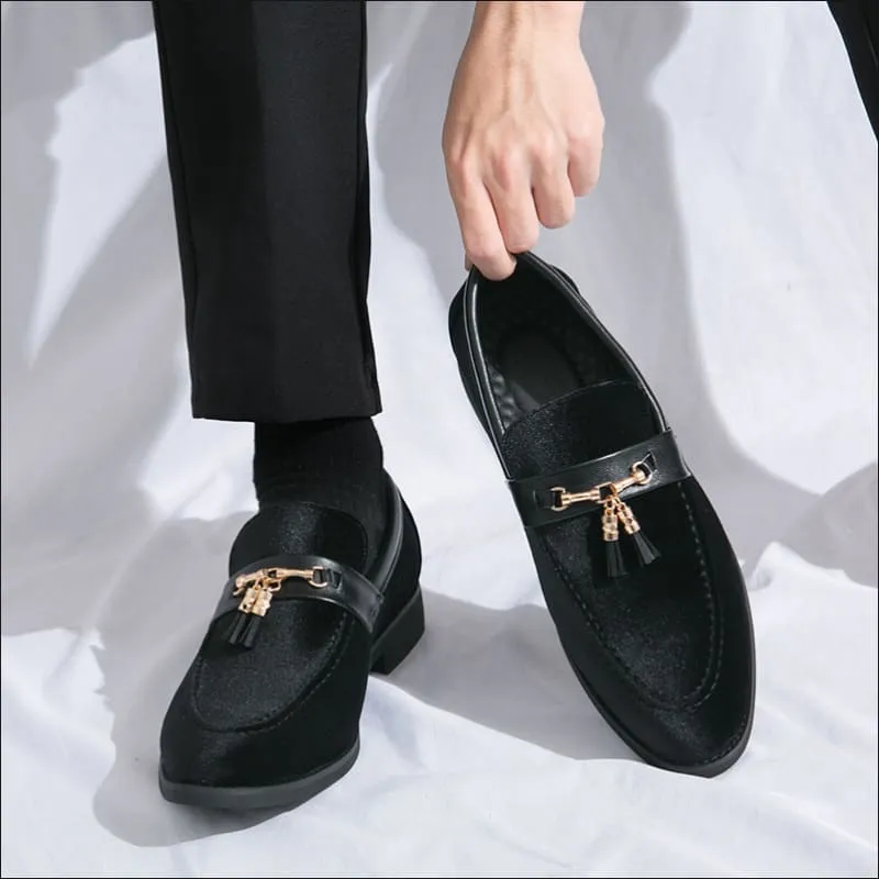 Men's British Style Velour Moccasin Trendy Shoes for Luxe Comfort