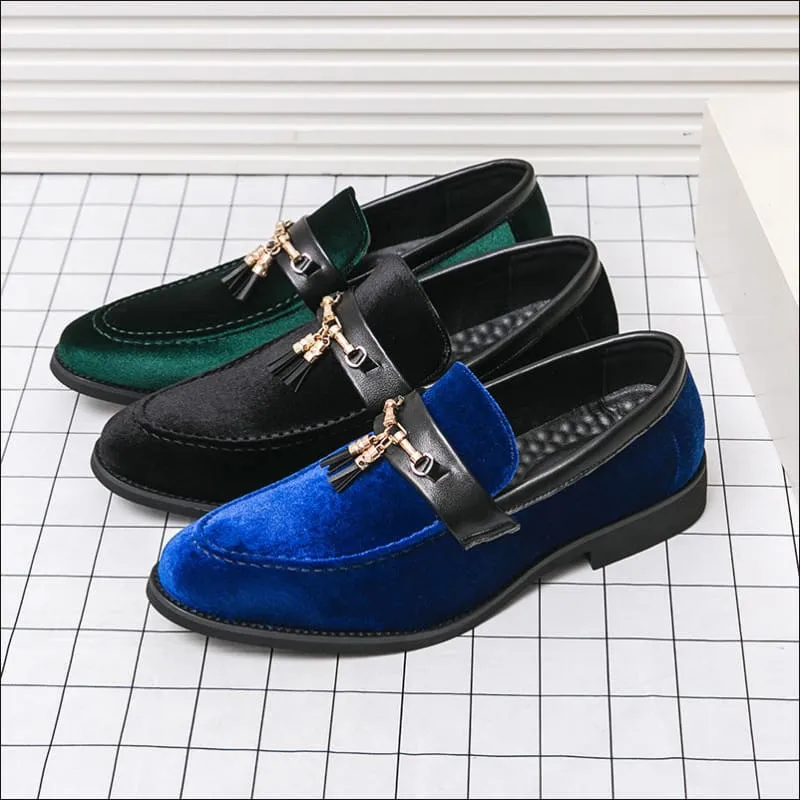 Men's British Style Velour Moccasin Trendy Shoes for Luxe Comfort