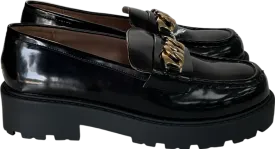 New Look Black Patent Leather-look Tassel Trim Loafers UK 7 EU 40 👠