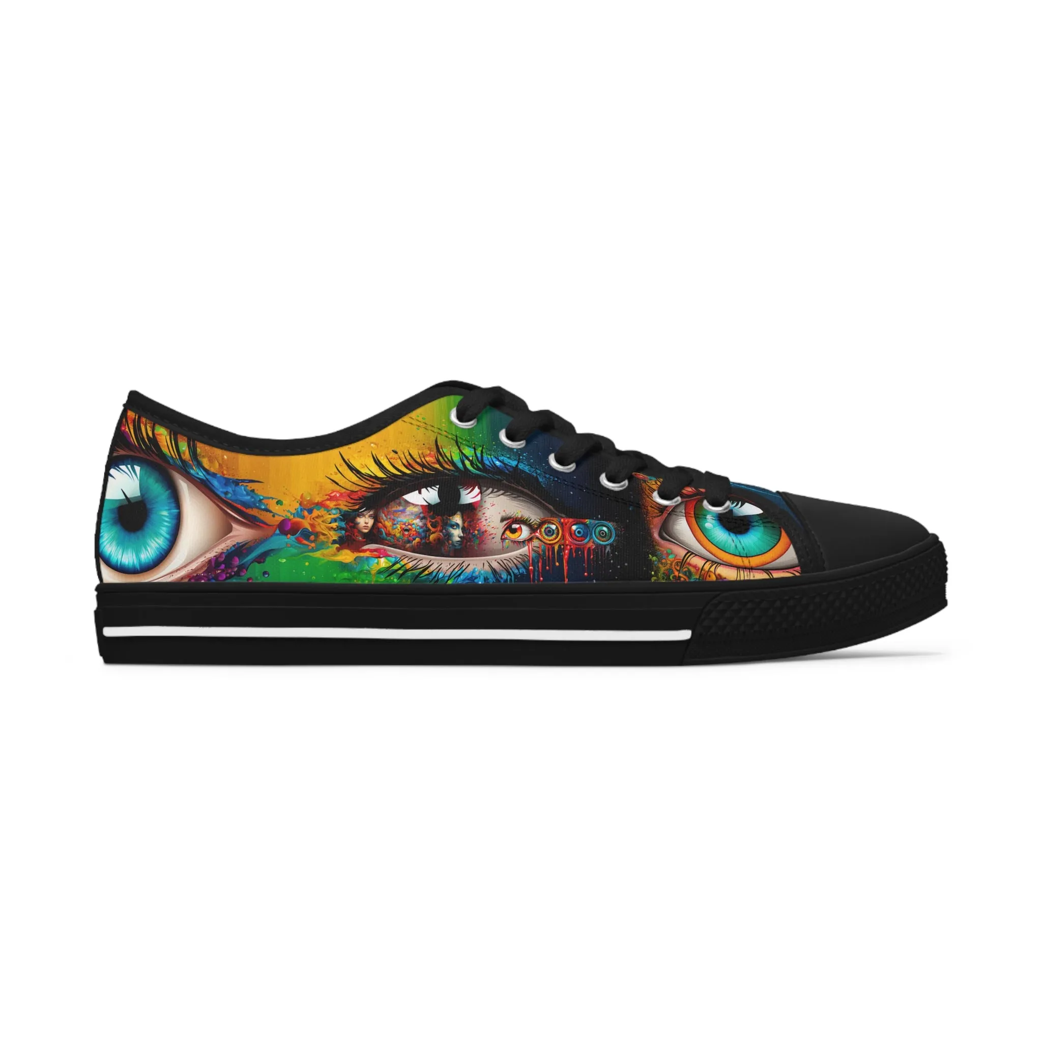Women's Low Top Sneakers Psychedelic Vibrant Eyes 004